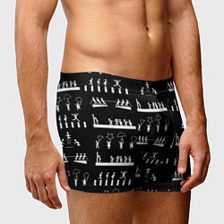Трусы-боксеры мужские Силуэты игры в кальмара на черном фоне, цвет: 3D-принт — фото 2