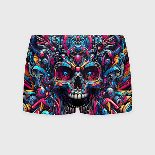 Мужские трусы Colorful cyber skull - pattern / 3D-принт – фото 1