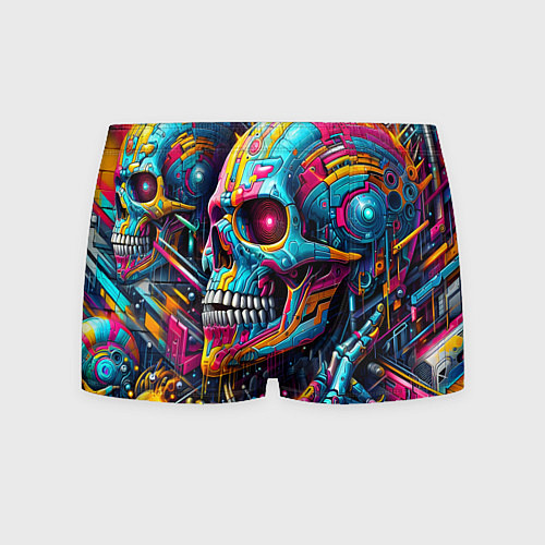 Мужские трусы Cyber skull - pattern / 3D-принт – фото 1