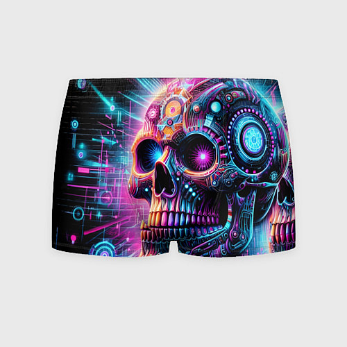 Мужские трусы Neon cyber skull / 3D-принт – фото 1