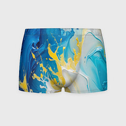 Мужские трусы Масляные краски, брызги, желтые белые синие цвета