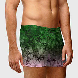 Трусы-боксеры мужские Абстракция - green pink gradient in black web, цвет: 3D-принт — фото 2