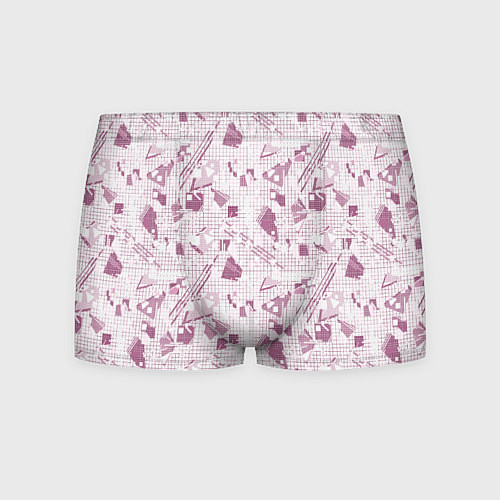 Мужские трусы Мемфис бордовый на белом геометрический клетчатый / 3D-принт – фото 1