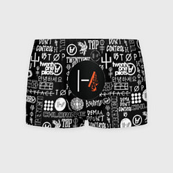 Трусы-боксеры мужские Twenty one pilots rock logo, цвет: 3D-принт