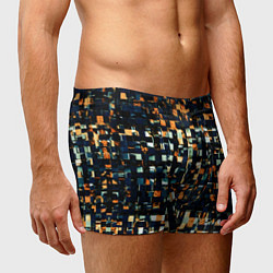 Трусы-боксеры мужские Тёмный синий с оранжевым кубики абстракция, цвет: 3D-принт — фото 2