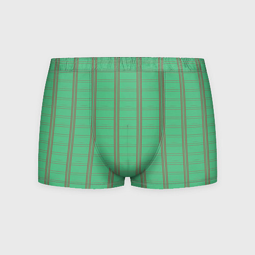 Мужские трусы Color green cage brown stripes / 3D-принт – фото 1