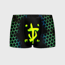 Трусы-боксеры мужские Doom соты кислотное лого, цвет: 3D-принт