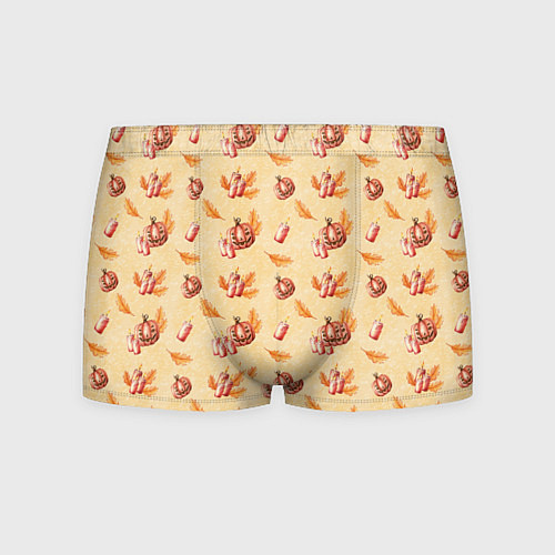 Мужские трусы Хеллоуин с тыквой и листьями / 3D-принт – фото 1