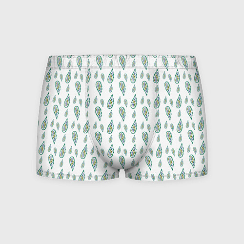 Мужские трусы Белый с абстрактным зелёным рисунком / 3D-принт – фото 1