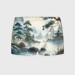 Трусы-боксеры мужские Японский акварельный пейзаж, цвет: 3D-принт