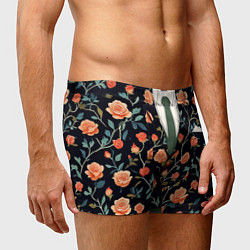 Трусы-боксеры мужские Чёрный пиджак с яркими розами, цвет: 3D-принт — фото 2