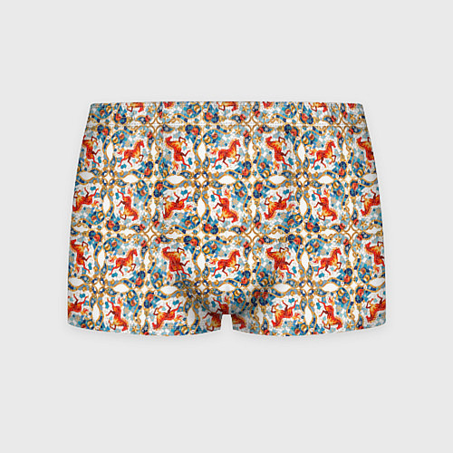 Мужские трусы Орнамент с лошадью - символом Нового 2026 года / 3D-принт – фото 1