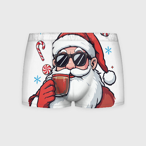 Мужские трусы Санта Клаус в стильных солнцезащитных очках / 3D-принт – фото 1