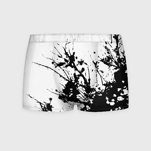 Мужские трусы Чёрная взрывная краска на белом / 3D-принт – фото 1