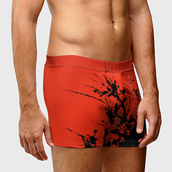 Трусы-боксеры мужские Взрыв чёрной краски на красно-оранжевом, цвет: 3D-принт — фото 2