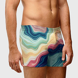 Трусы-боксеры мужские Абстрактные волнистые линии синий, цвет: 3D-принт — фото 2