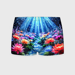 Трусы-боксеры мужские Цветы на глубине освещённые лучами, цвет: 3D-принт