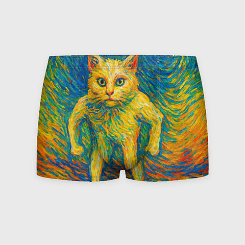 Мужские трусы Борзый кот в стиле Ван Гога / 3D-принт – фото 1