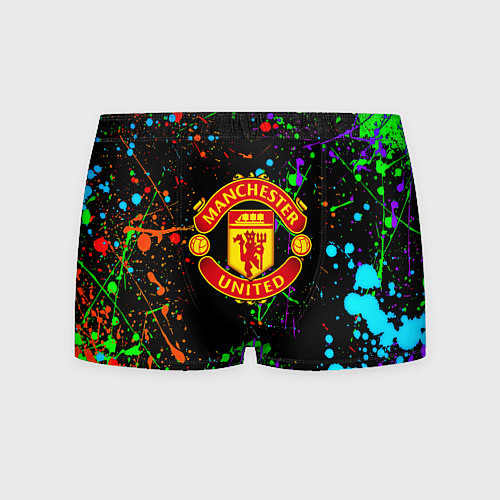 Мужские трусы Манчестер Юнайтед неоновые краски / 3D-принт – фото 1