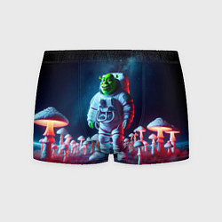Трусы-боксеры мужские Космонавт Шрек на планете неоновых мухоморов, цвет: 3D-принт