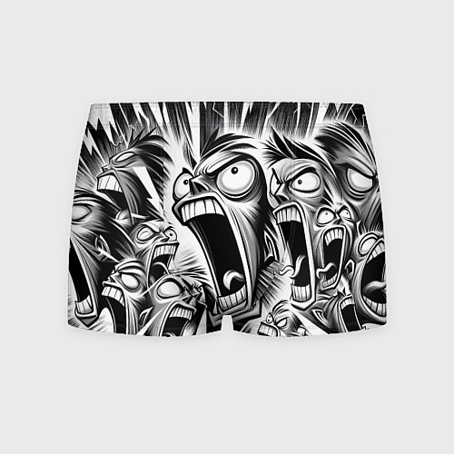 Мужские трусы Орущие рожицы и чёрные молнии - нейроарт / 3D-принт – фото 1