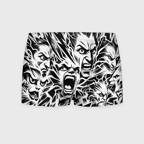 Мужские трусы Свирепые лица и молнии - нейроарт / 3D-принт – фото 1