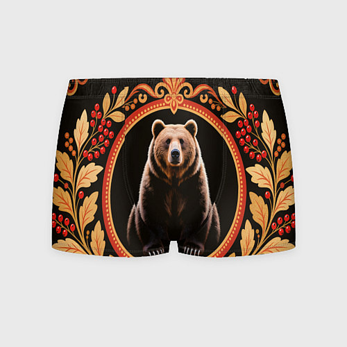 Мужские трусы Медведь в орнаменте / 3D-принт – фото 1