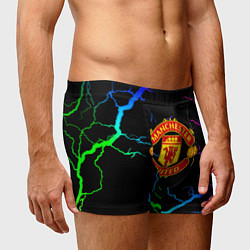 Трусы-боксеры мужские Манчестер Юнайтед неоновые молнии, цвет: 3D-принт — фото 2
