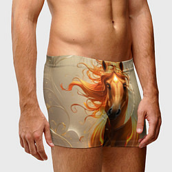 Трусы-боксеры мужские Огненная лошадь и золото, цвет: 3D-принт — фото 2