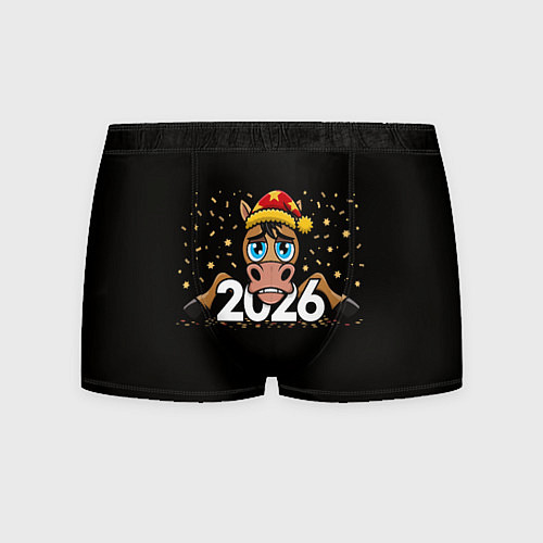 Мужские трусы Недовольный новогодний конь / 3D-принт – фото 1