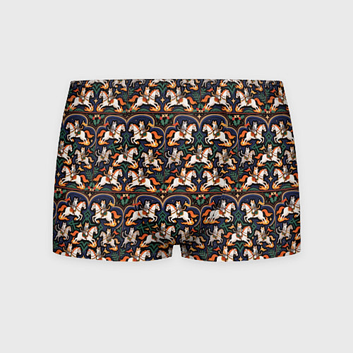 Мужские трусы Новогодние коты всадники на лошади / 3D-принт – фото 1