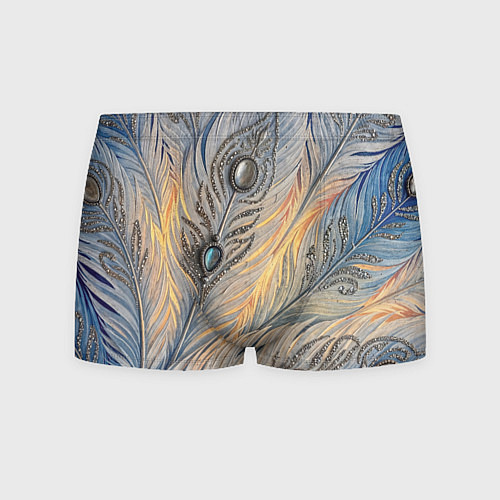Мужские трусы Синие перья с самоцветами / 3D-принт – фото 1