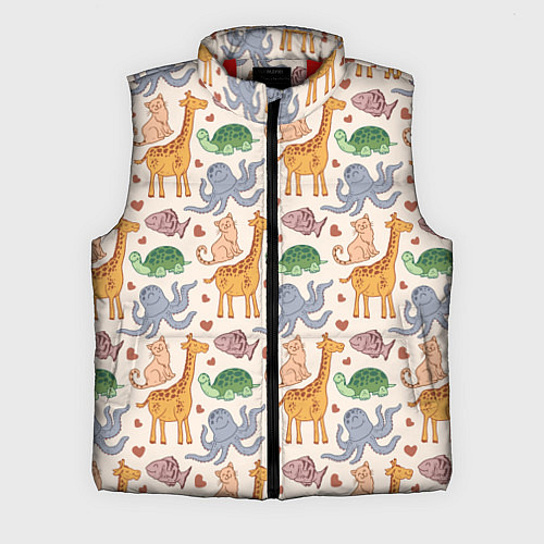 Мужской жилет Летние зверьки / 3D-Красный – фото 1