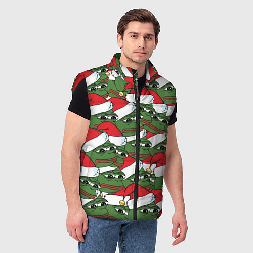 Мужской жилет Sad frog new year / 3D-Красный – фото 3
