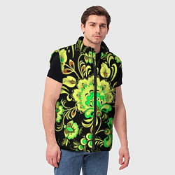 Мужской жилет Хохлома: черный и салатовый, цвет: 3D-черный — фото 2