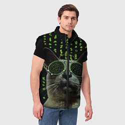 Мужской жилет Кот в матрице, цвет: 3D-черный — фото 2