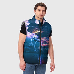 Мужской жилет Извержение вулкана, цвет: 3D-светло-серый — фото 2