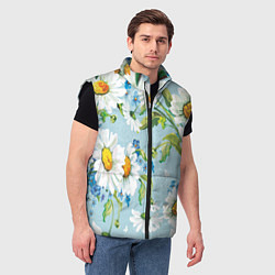 Мужской жилет Ромашки, цвет: 3D-черный — фото 2