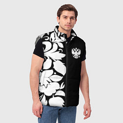 Мужской жилет Russia: B&W Floral, цвет: 3D-светло-серый — фото 2
