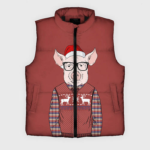 Мужской жилет New Year: Pink Piggy / 3D-Черный – фото 1