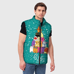 Мужской жилет Ёлка из котов, цвет: 3D-черный — фото 2