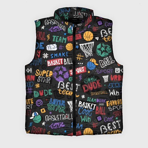 Мужской жилет Баскетбол коллаж / 3D-Черный – фото 1