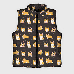 Мужской жилет Вельш корги бемброк - забавные щенки паттерн, цвет: 3D-черный