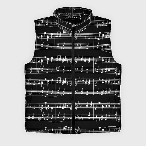 Мужской жилет Ноты - белые на черном / 3D-Черный – фото 1