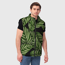 Мужской жилет Тропические большие листья, цвет: 3D-черный — фото 2