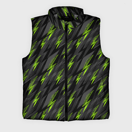 Мужской жилет Зеленые молнии паттерн / 3D-Светло-серый – фото 1