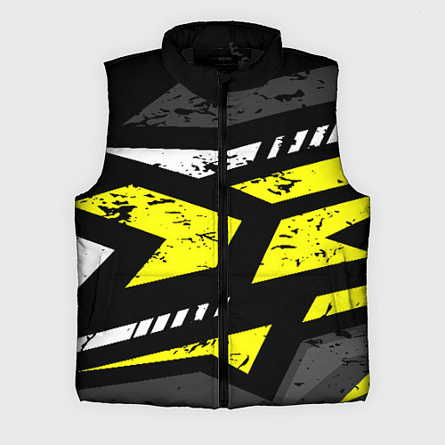 Мужской жилет Black yellow abstract sport style / 3D-Черный – фото 1