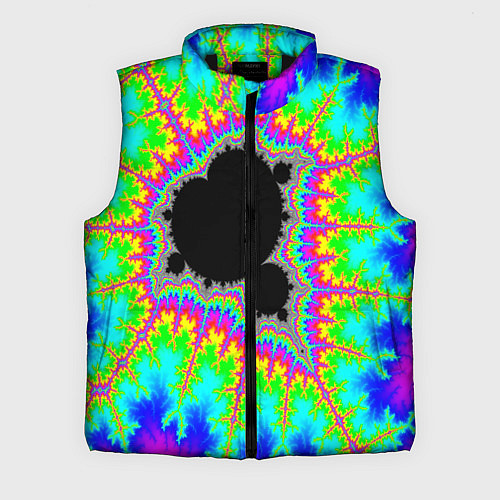 Мужской жилет Фрактальная кислотная черная дыра - множество Манд / 3D-Черный – фото 1