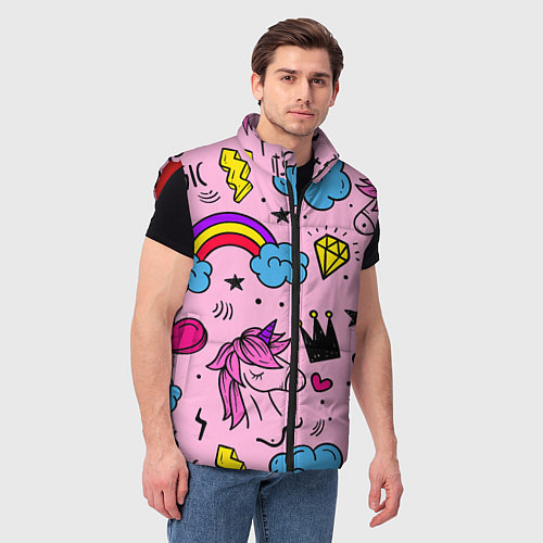 Мужской жилет Единороги / 3D-Красный – фото 3