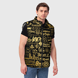 Мужской жилет ЛОГОТИПЫ РОК ГРУПП GOLD, цвет: 3D-светло-серый — фото 2